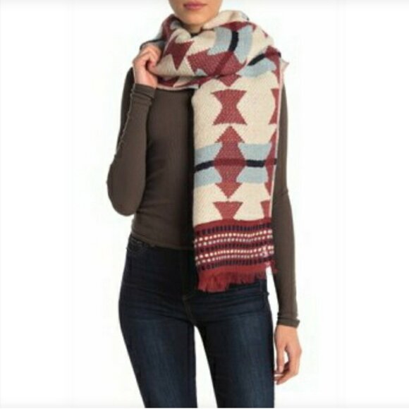 Oversized Madewell Long SouthWestern Chunky Soft Wool Shawl Blanket - Picture 11 of 11